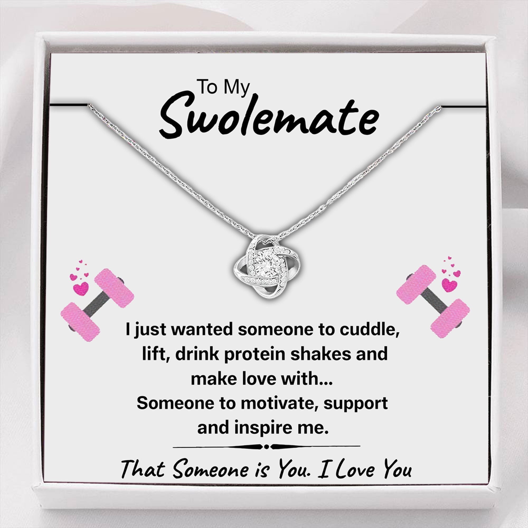 Girlfriend Necklace, Wife Necklace, To My Swolemate Someone To Love Knot Necklace Gift