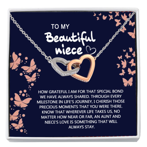 Interlocking Hearts Necklace, Message Card,  Box,  PSD