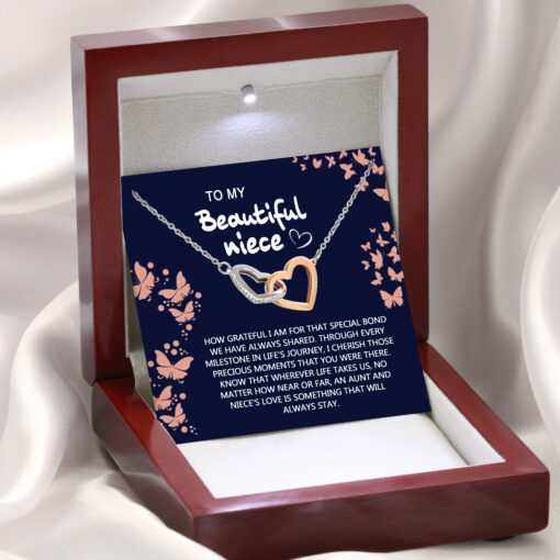 Interlocking Hearts Necklace, Message Card, Luxury Box