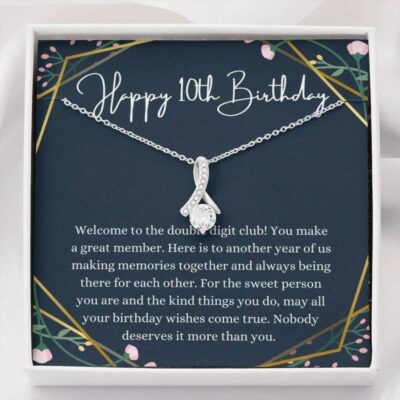Daughter Necklace, Son Necklace 10th Birthday Girl Necklace Gift, Tenth Birthday Necklace, Gift For 10 Year Old Girl