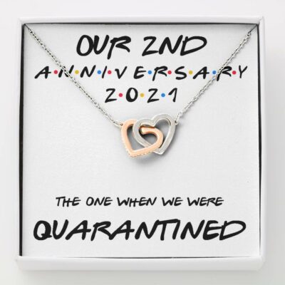 Wife Necklace, 2nd Anniversary Necklace Gift For Wife – Our 2nd Annivesary 2021 Quarantined