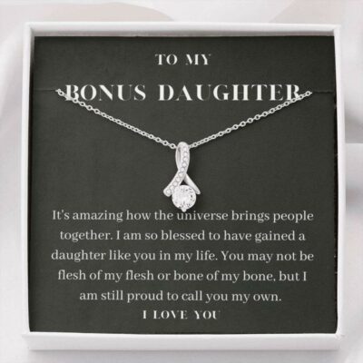 Daughter Necklace, Bonus Daughter Necklace Gift, Birthday Christmas Gift For Bonus Daughter Stepdaughter