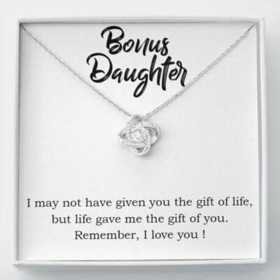 Daughter Necklace, Bonus Daughter The Gift Of You Love Knot Necklace Gift