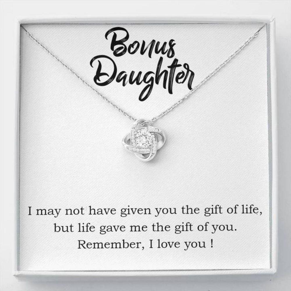 Daughter Necklace, Stepdaughter Necklace, Bonus Daughter "The Gift Of You" Love Knot Necklace Gift