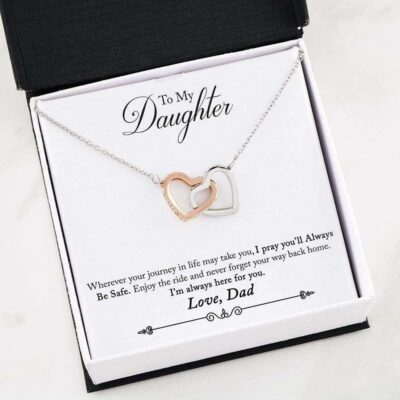 Daughter Necklace, Dad To Daughter Necklace Gift, Always Be Safe Inseparable Necklace Message Card