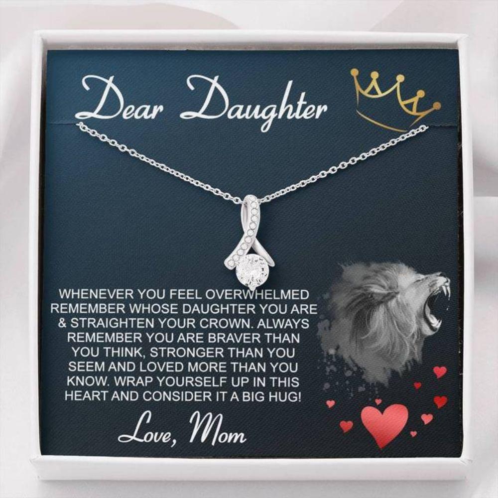 Daughter Necklace, Dear Daughter "Crown" Alluring Beauty Necklace Gift From Dad Mom
