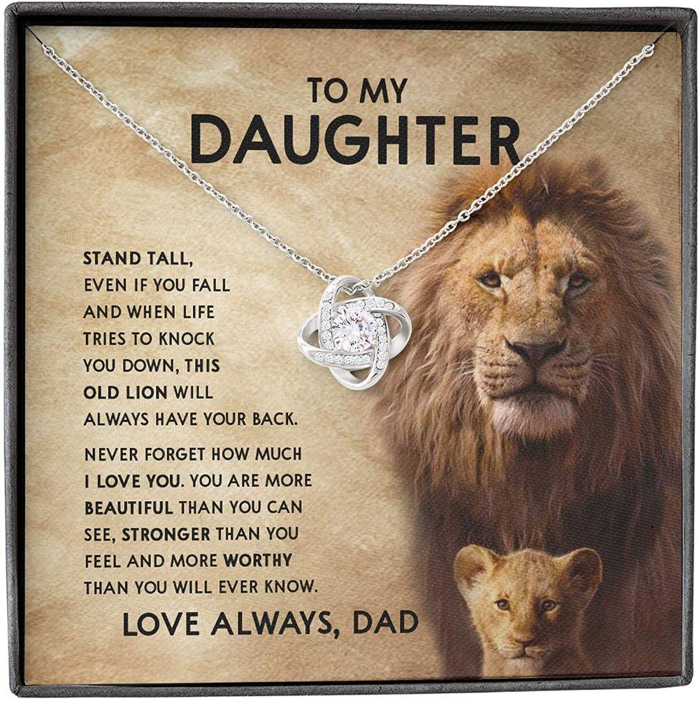 Daughter Necklace, Father Daughter Necklace, Lion Stand Tall Knock Down Back Love Always