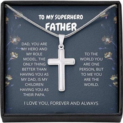Dad Necklace, Father Necklace Gift – My Hero Necklace, Bonus Dad Gift, Dad Birthday Gift