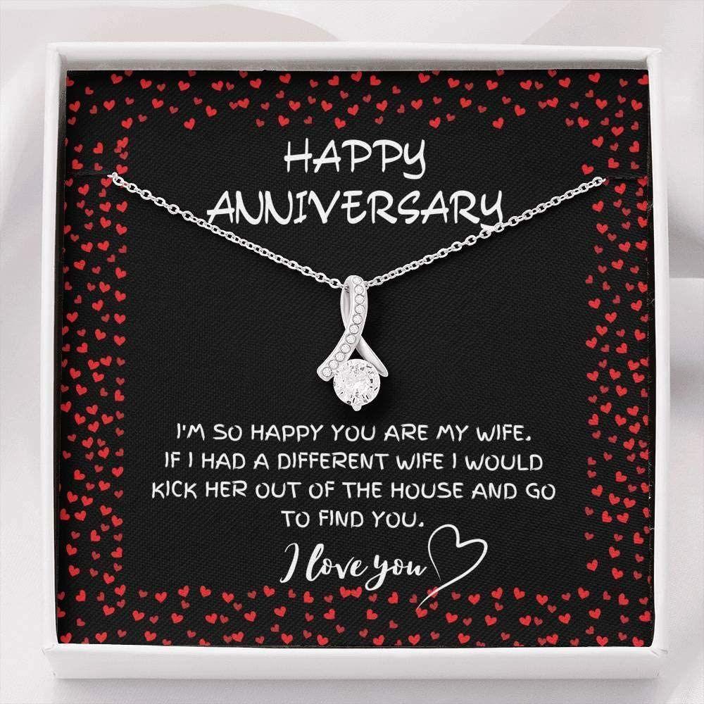 Wife Necklace, Happy Anniversary Necklace Gift For Wife From Husband