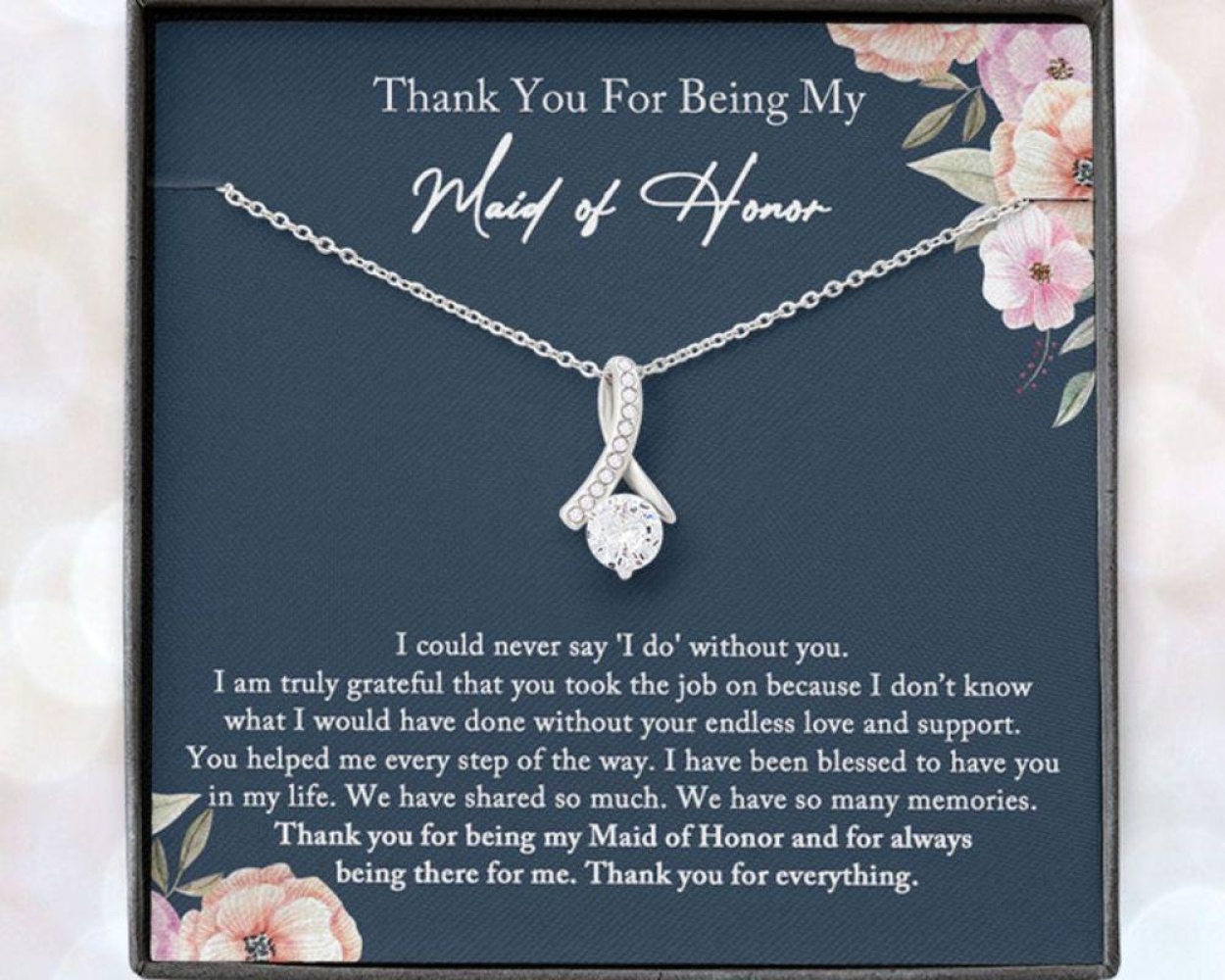 Friend Necklace, Maid Of Honor Necklace, Maid Of Honor Gift, Thank You Necklace Gift From Bride