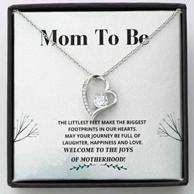 Mom Necklace, Mom To Be Necklace Gift – Littlest Feet – New Mommy, New Mom Necklace, New Mother, Pregnancy Gift