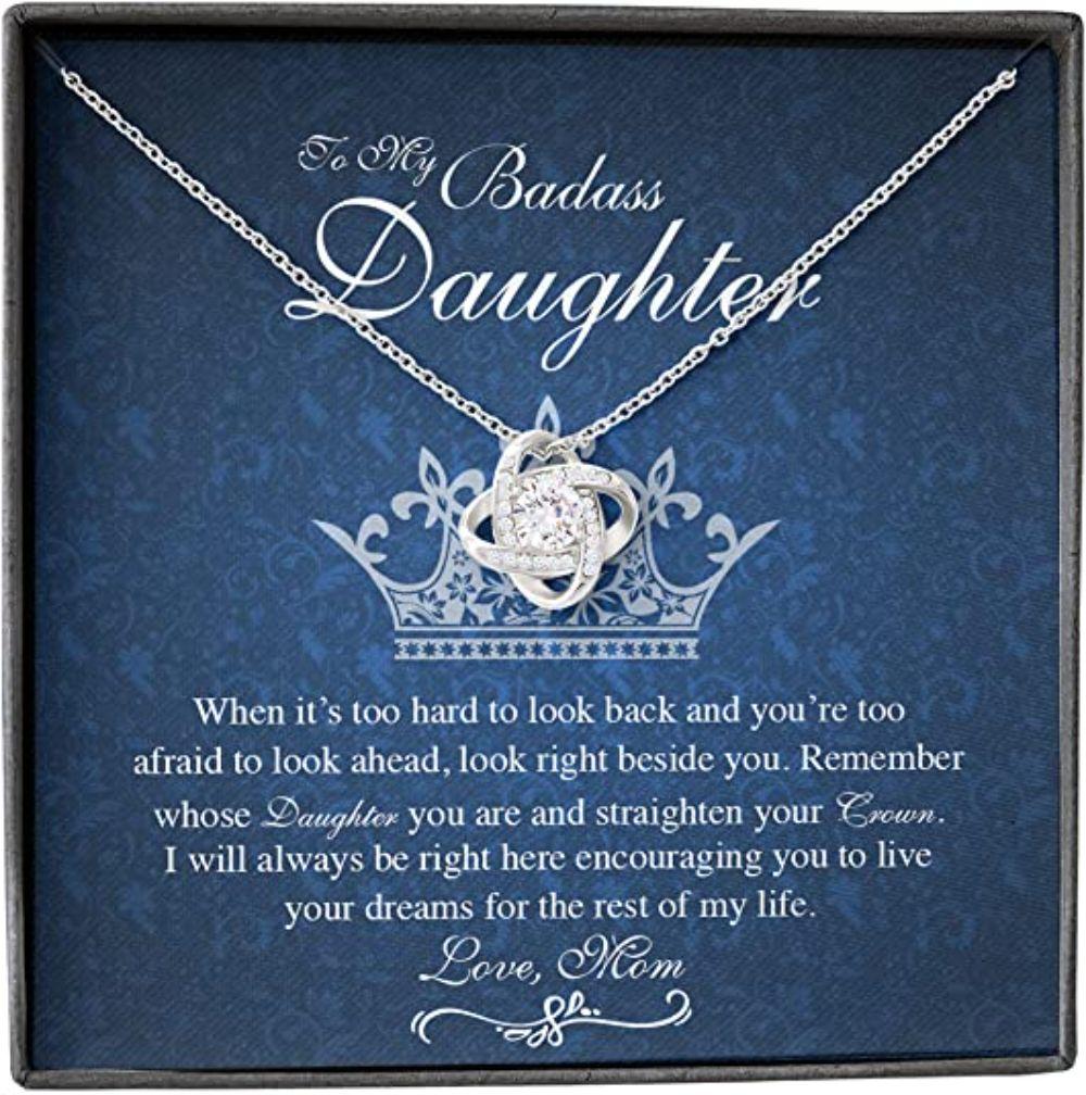 Daughter Necklace, Mother Daughter Necklace, Badass Straighten Crown Encourage Live Dream
