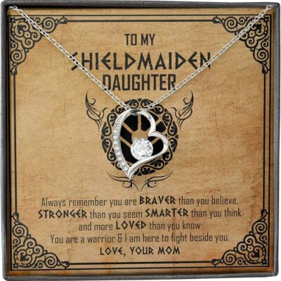 Daughter Necklace, Mother Daughter Necklace, Shield Maiden Viking Brave Strong Smart Love