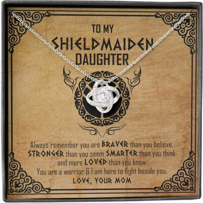 Daughter Necklace, Mother Daughter Necklace, Shield Maiden Viking Brave Strong Smart Love