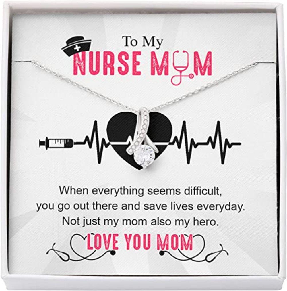 Mom Necklace, Mother Daughter Son Necklace, Presents For Nurse Mom Gifts, Hero Save Lives