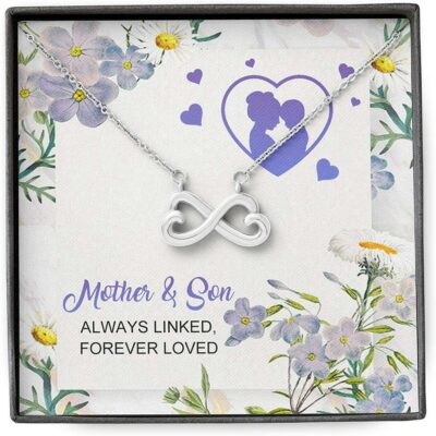 Mother Son Necklace, Presents For Mom Gifts, Always Linked Forever Loved
