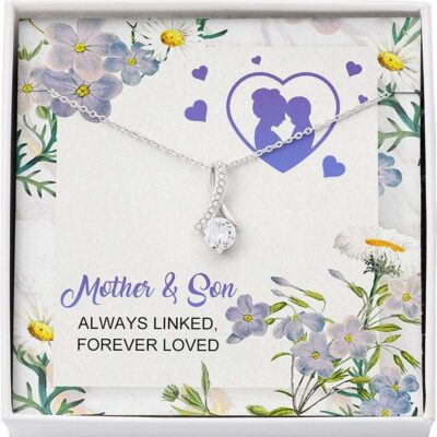 Mom Necklace, Mother Son Necklace, Presents For Mom Gifts, Always Linked Forever Loved