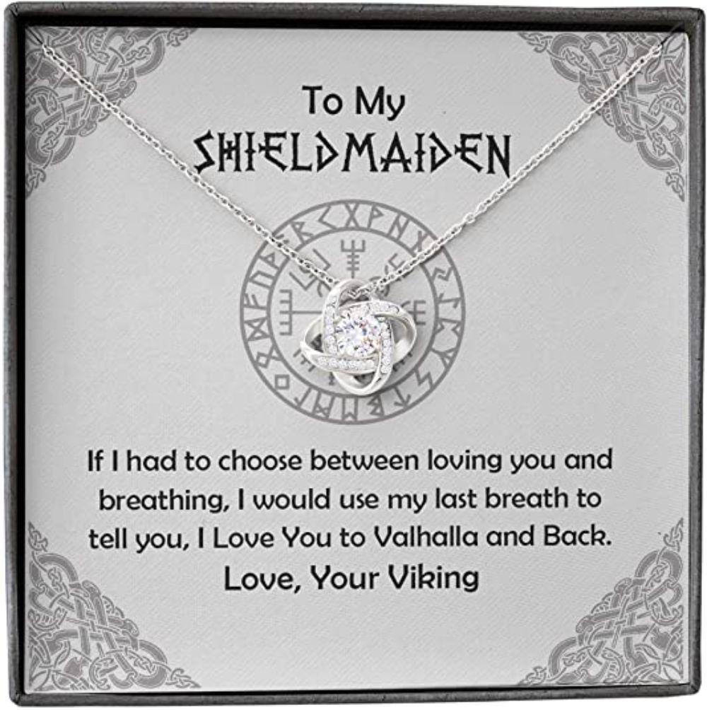 Girlfriend Necklace, Wife Necklace, My Shield Maiden Necklace Breath Love You To Valhalla And Back Viking Alluring Necklace