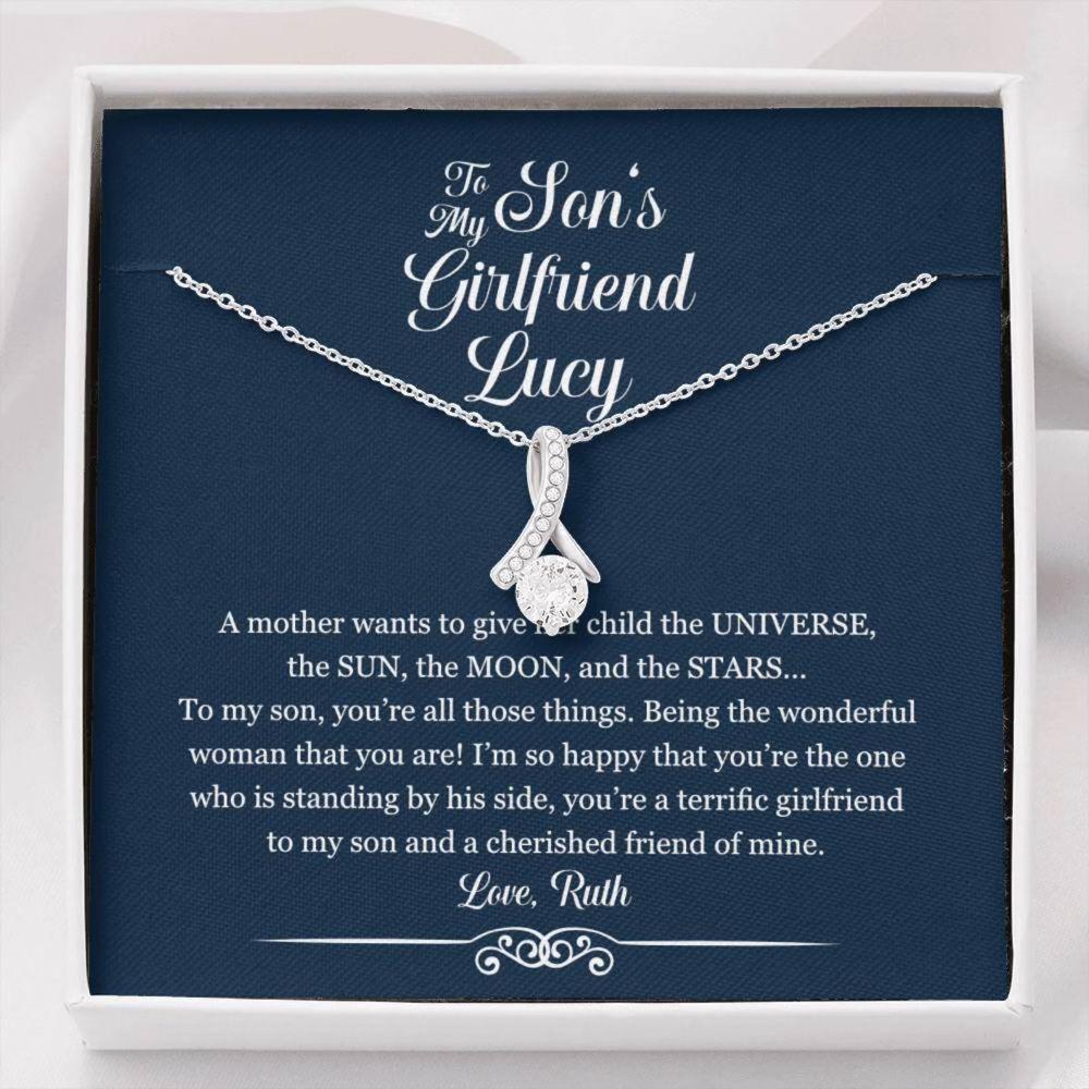 Personalized Necklace Gifts For Sons Girlfriend, Sons Girlfriend Gift, From Sons Mom Custom Name Necklace
