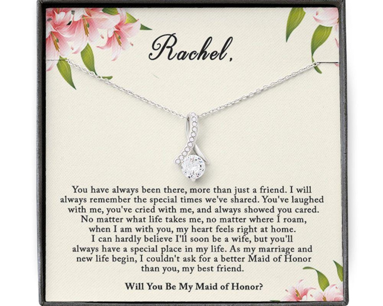 Personalized Necklace Maid Of Honor Proposal Gift, Will You Be My Maid Of Honor Custom Name Necklace