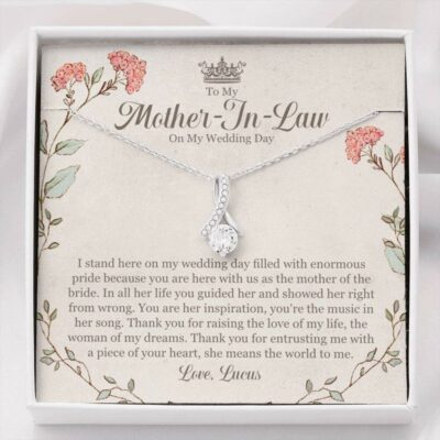 Personalized Necklace Mother-In-Law Wedding Day Gift From Groom – Mother Of The Bride Gift From Groom Custom Name Necklace