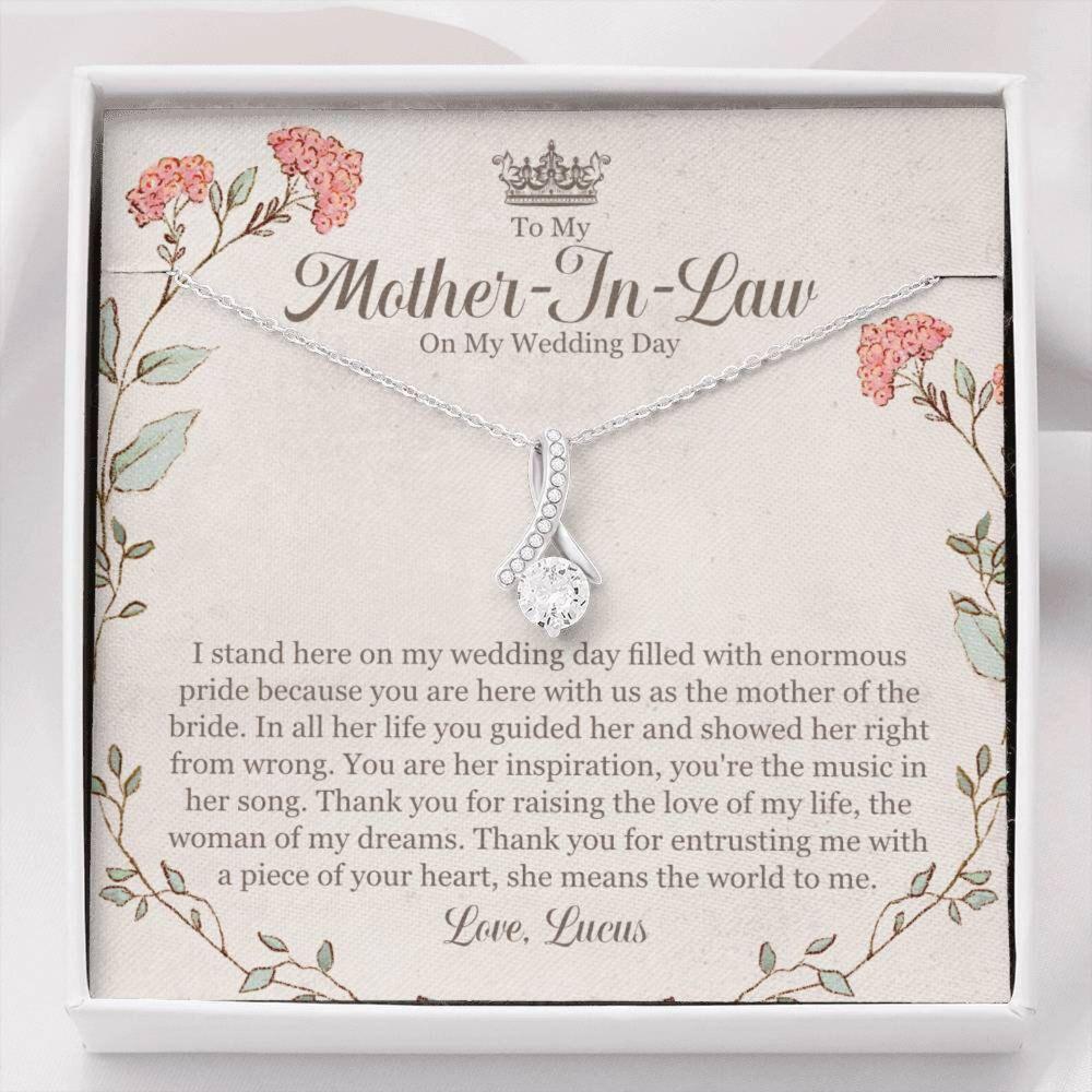 Personalized Necklace Mother-In-Law Wedding Day Gift From Groom - Mother Of The Bride Gift From Groom Custom Name Necklace