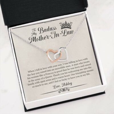 Mother-in-law Necklace, Personalized Necklace To My Badass Mother In Law – Mother In Law Mothers Day Gift Custom Name
