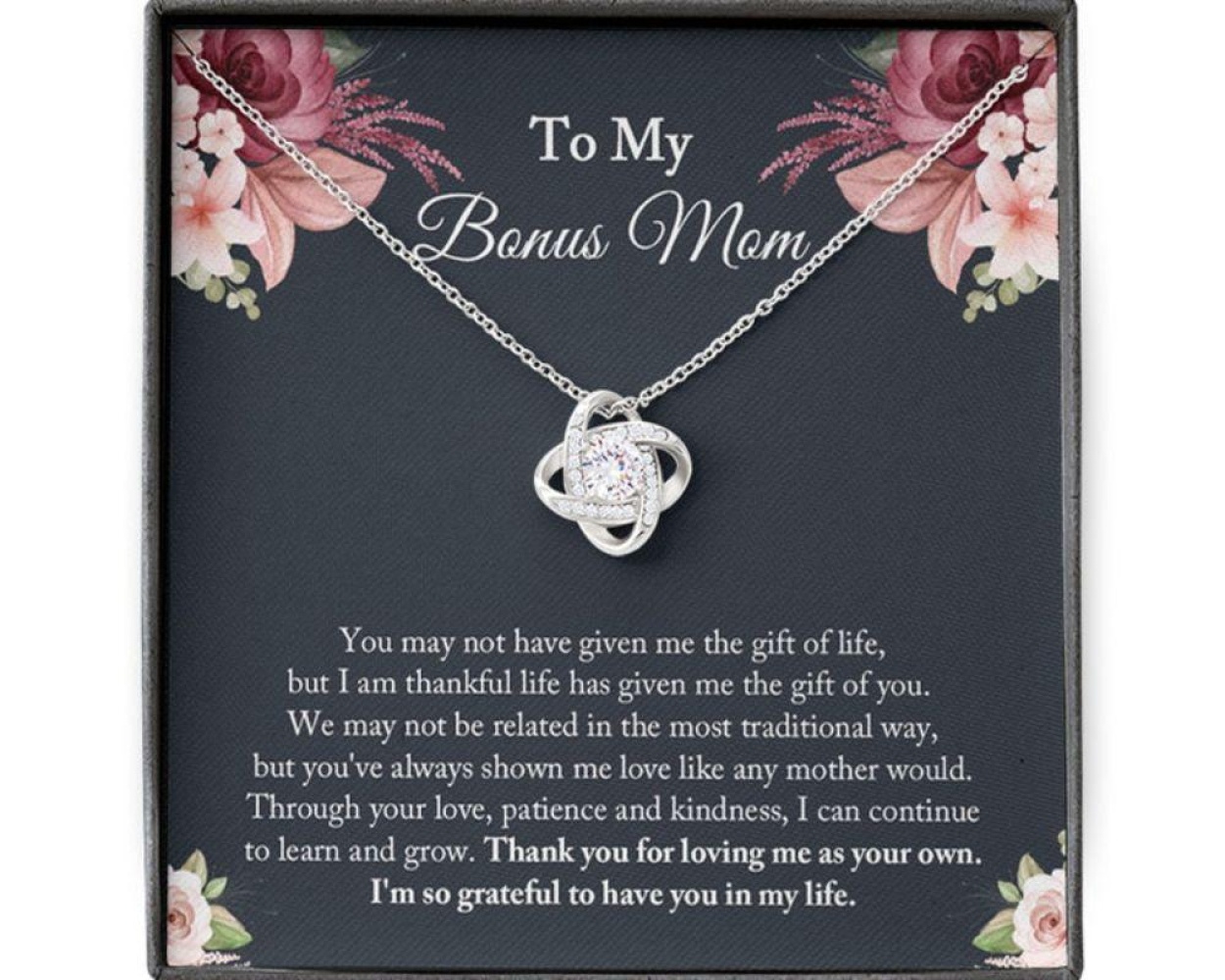 To My Bonus Daughter from Bonus Dad Interlocking Hearts Necklace To My Step Daughter Gift Thoughtful Stepdaughter Jewelry for Stepchild