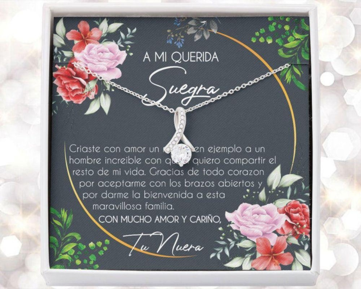 Mom Necklace, Mother-in-law Necklace, Suegra Gift, Regalo Para Mi Suegra, Spanish Mother-In-Law Necklace Gift From Daughter-In-Law