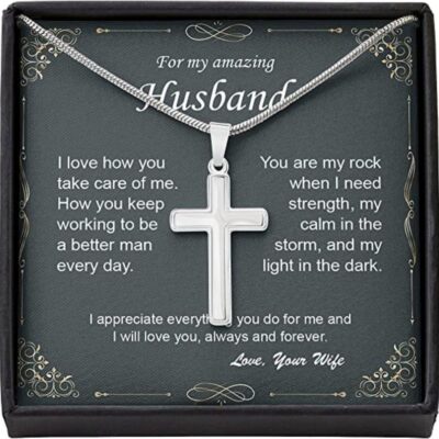 Husband Necklace, To Amazing Husband Necklace Love Strength Storm Light Cross Necklaces For Men Boys Kids