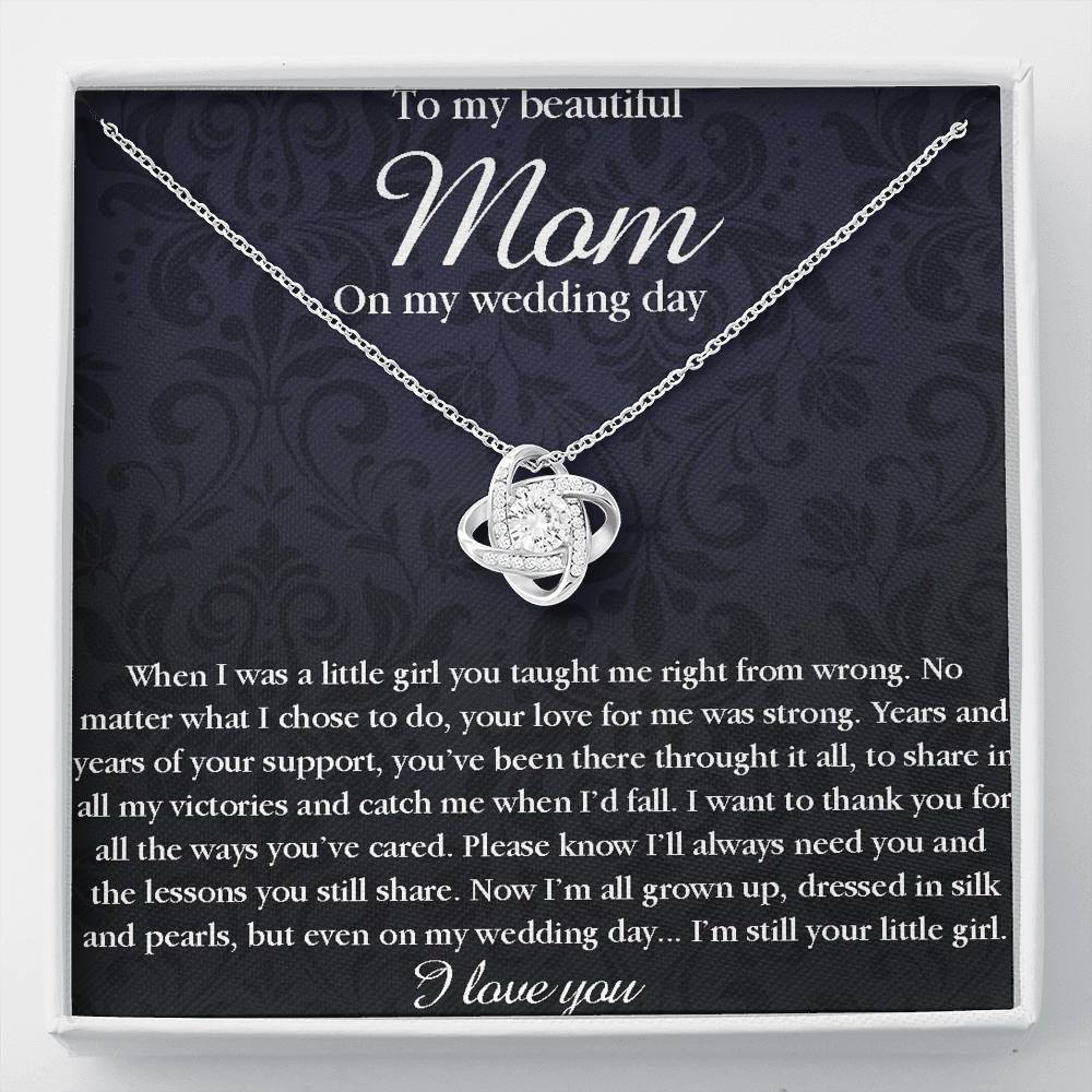 Mom Necklace, To mom on my wedding day gift, mother of the bride necklace