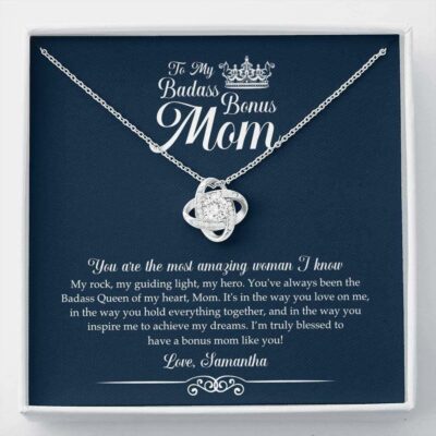 Mom Necklace, To My Badass Bonus Mom Necklace – You Are The Most Amazing Women I Know