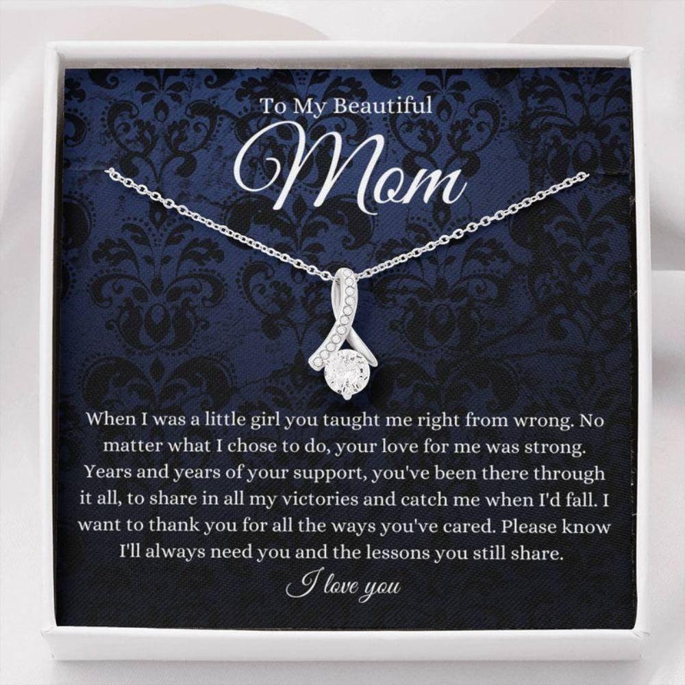 Mom Necklace, To My Beautiful Mom Necklace, Mother's Day Gift For Mom From Daughter, Thank You Mom