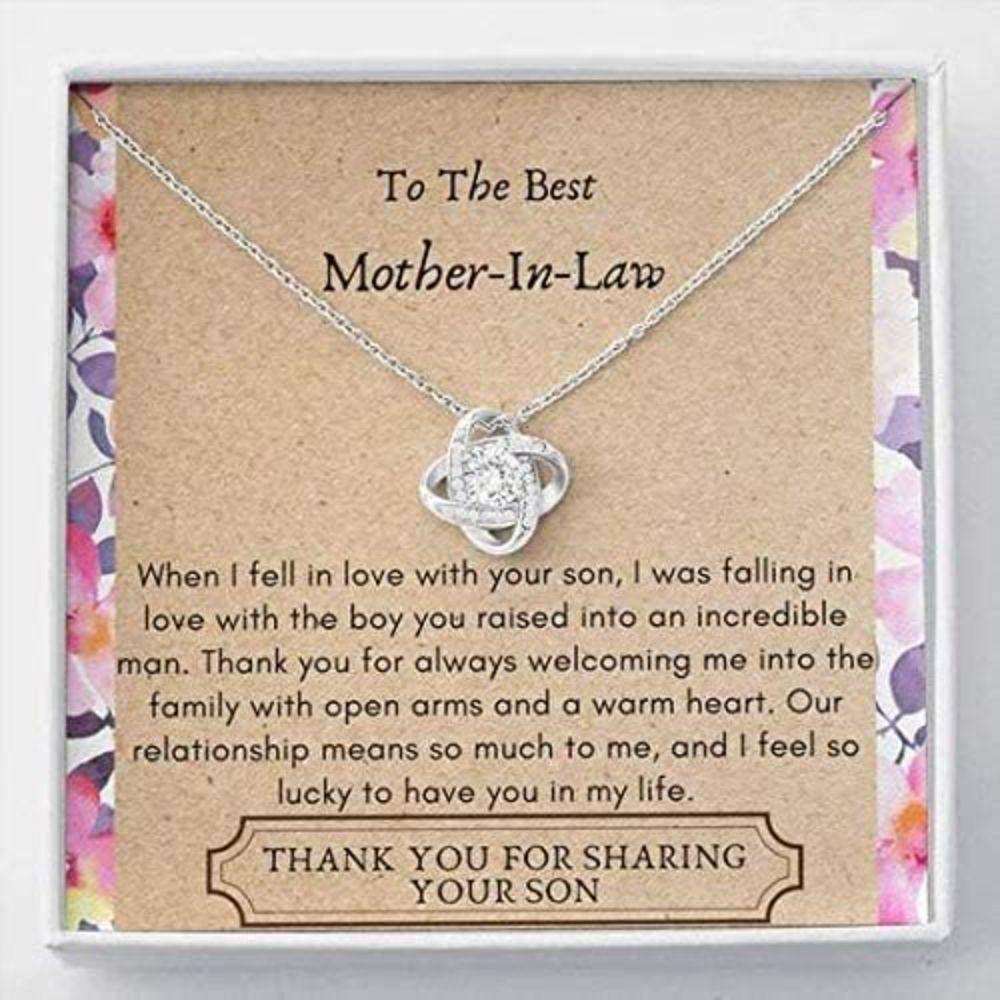 Mother-in-law Necklace, To My Best Mother In Law Love Knot Necklace Gift - Thank You For Sharing Your Son
