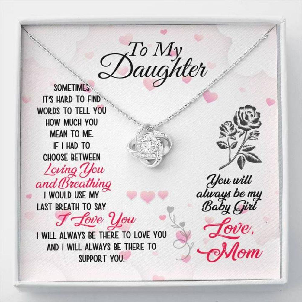 Daughter Necklace, To My Daughter "Breathing" Love Knot Necklace Gift From Dad Mom