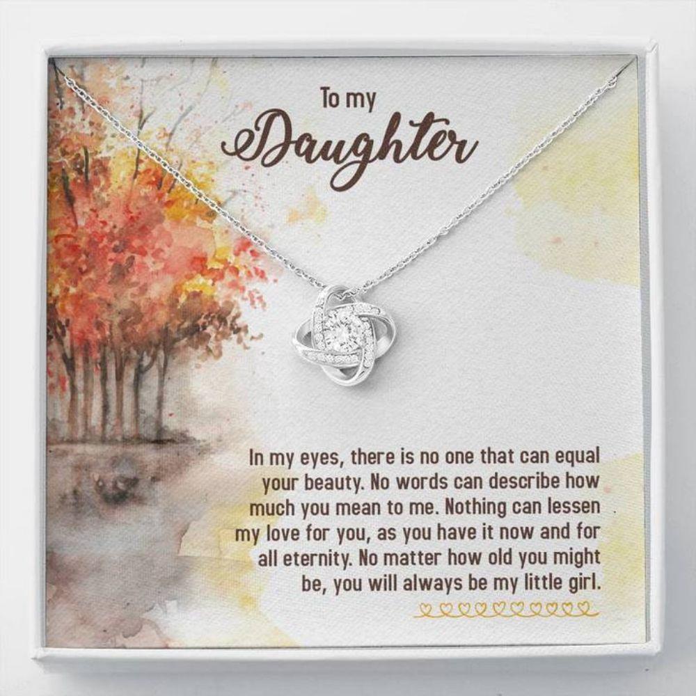 Daughter Necklace, To My Daughter "Equal Your Beauty - Fall" Love Knot Necklace Gift From Dad Mom