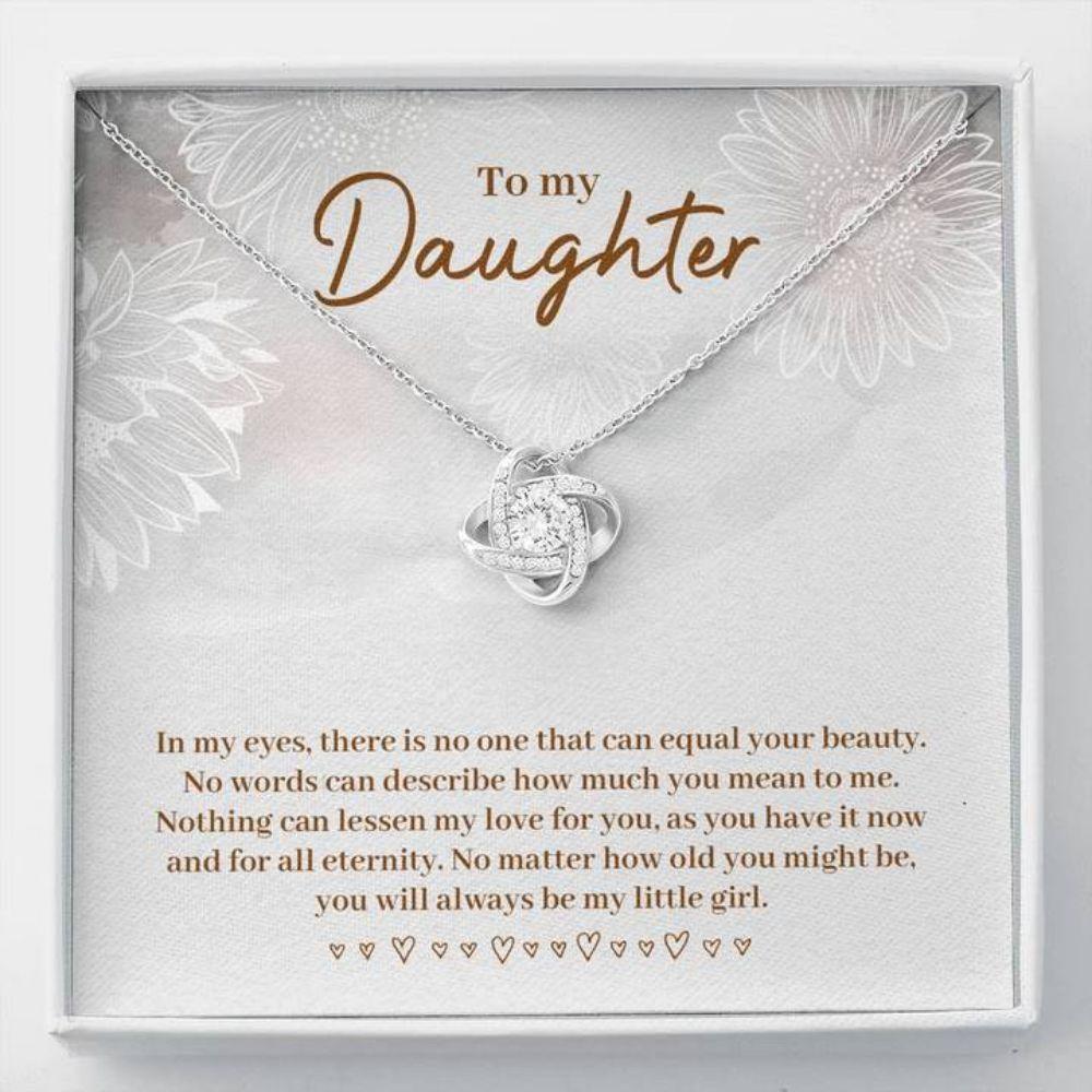 Daughter Necklace, To My Daughter "Equal Your Beauty" Love Knot Necklace Gift From Dad Mom