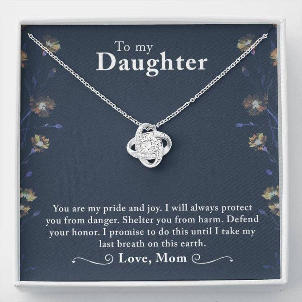 Daughter Necklace, To My Daughter "Last Breath" Love Knot Necklace Gift From Dad Mom