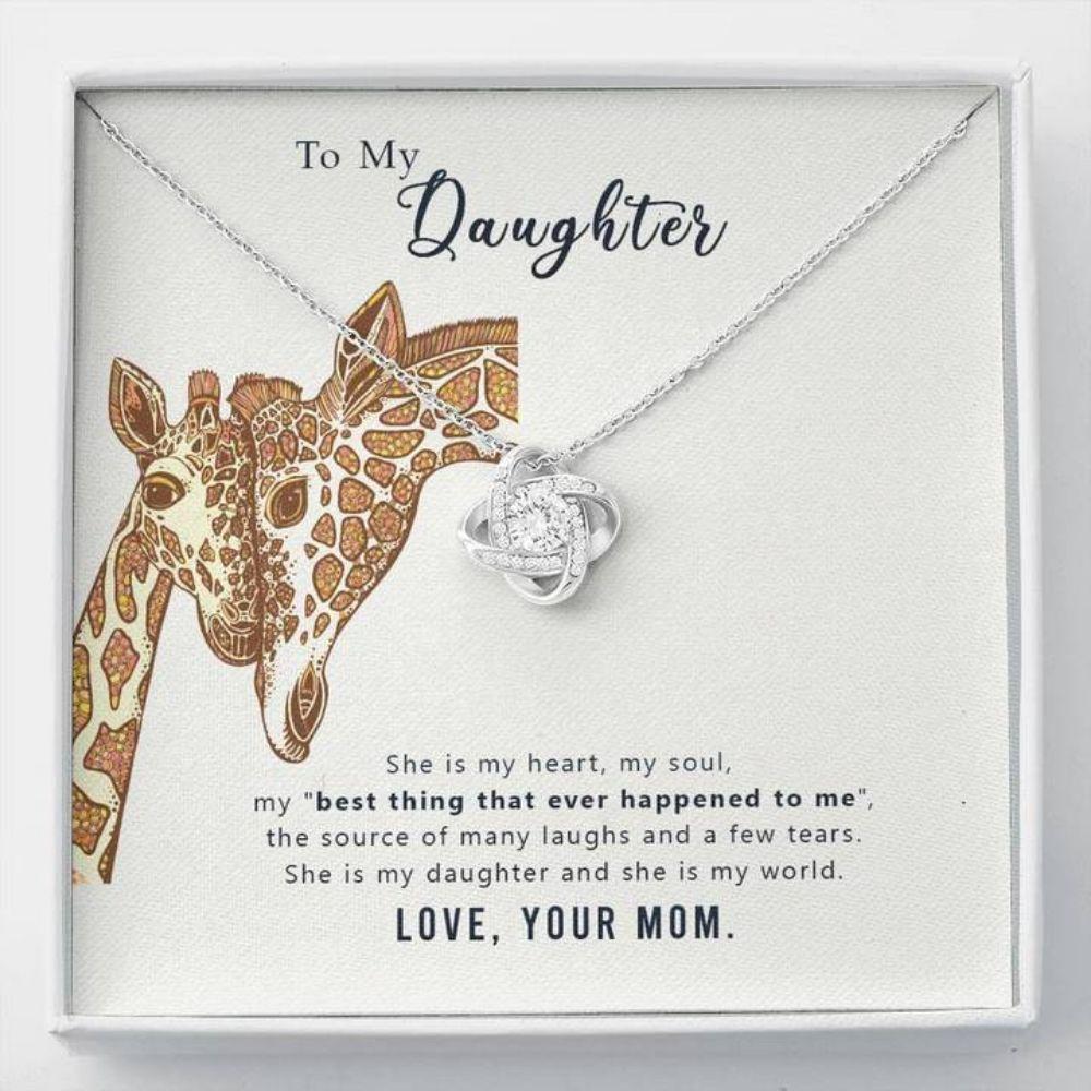 Daughter Necklace, To My Daughter "My World" Love Knot Necklace Gift From Dad Mom