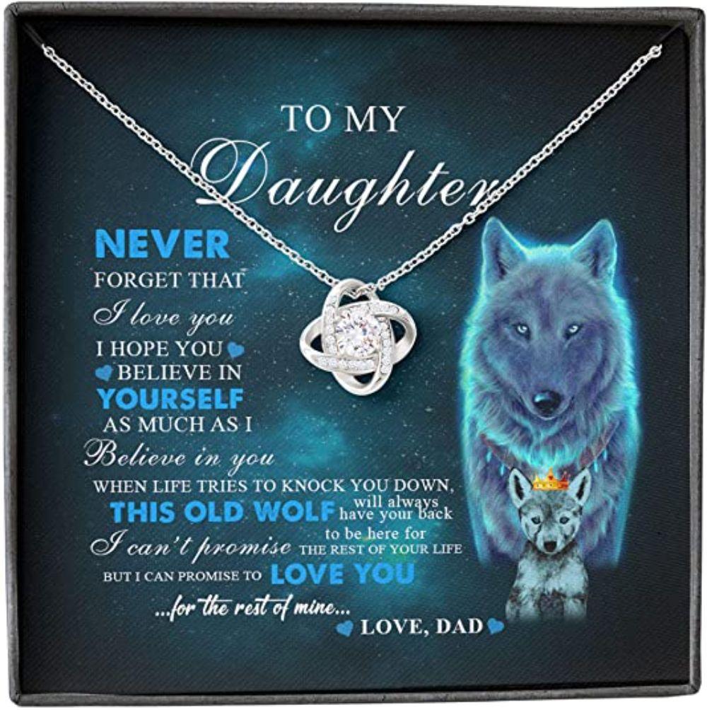 Daughter Necklace, To My Daughter Necklace From Dad Old Wolf Your Back Believe Crown Necklace