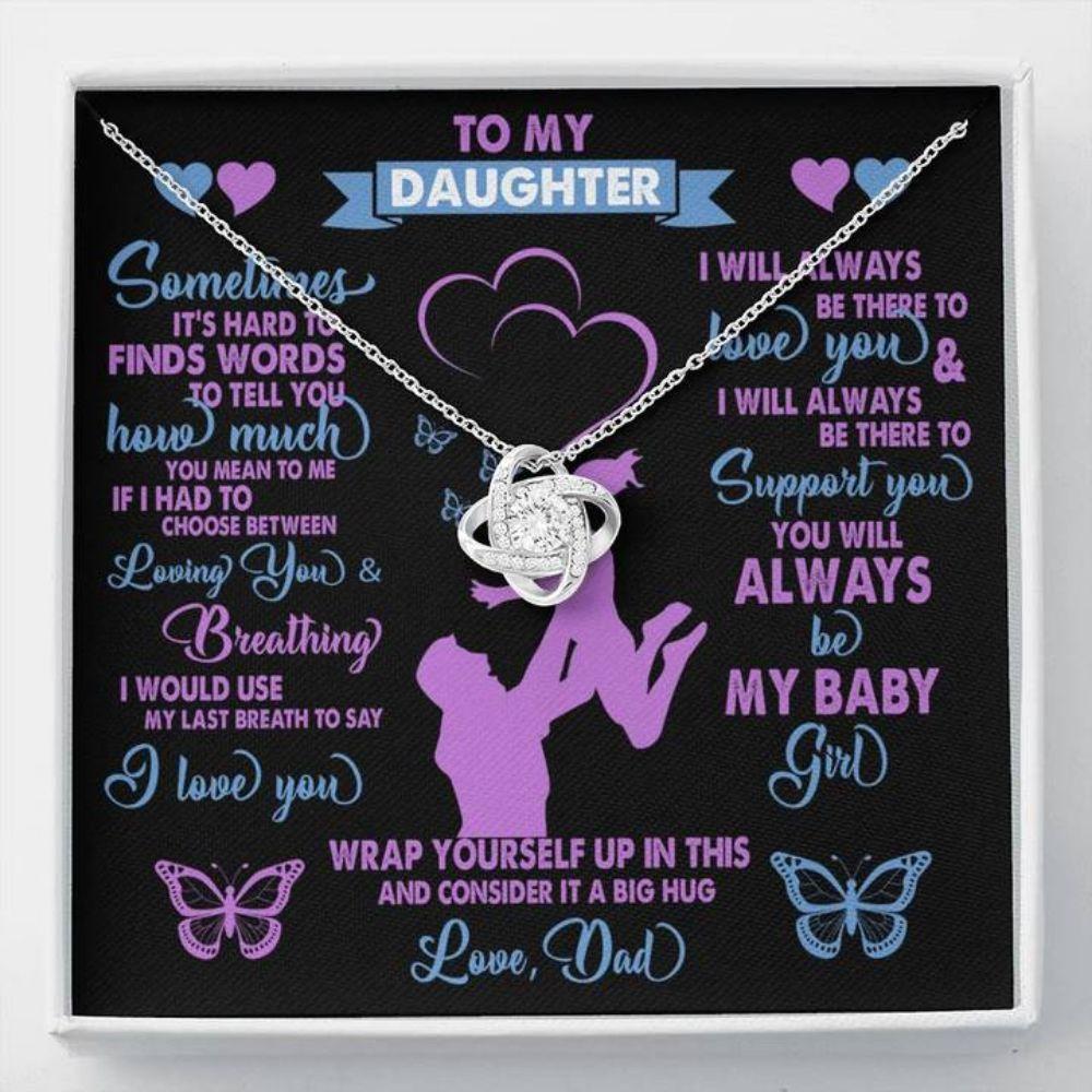 Daughter Necklace, To My Daughter Necklace Gift Dad "Breathing" Love Knot Necklace