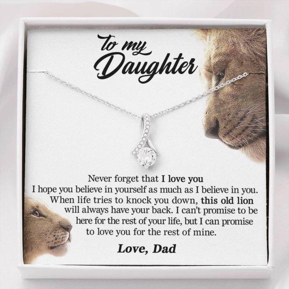 Daughter Necklace, To My Daughter Necklace Gift - This Old Lion Will Always Have Your Back