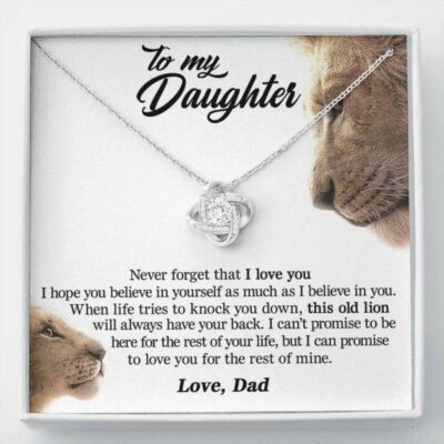 Daughter Necklace, To My Daughter Necklace Gift – This Old Lion Will Always Have Your Back