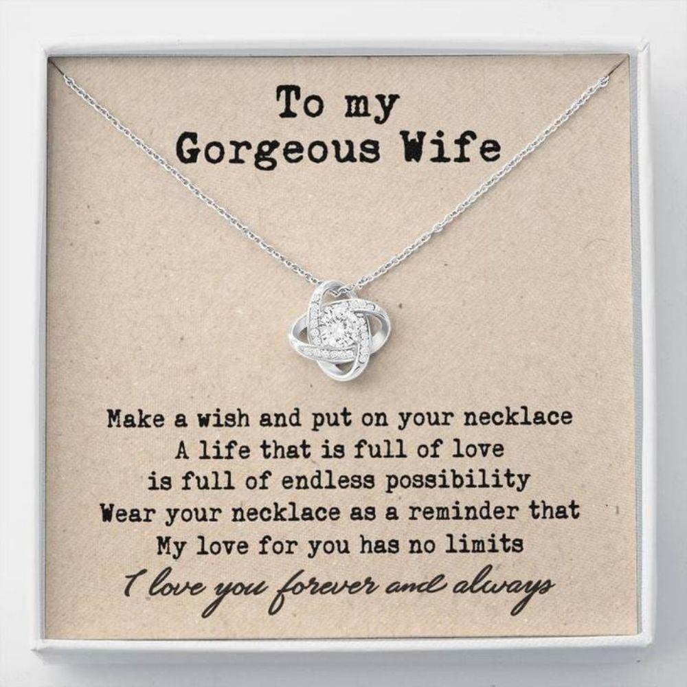 Wife Necklace, To My Gorgeous Wife Necklace - My Love For You Has No Limits Love Knot