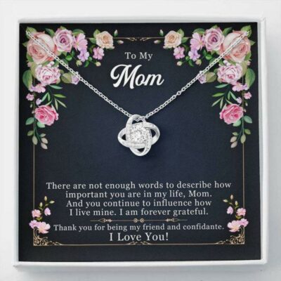 Mom Necklace, To My Mom “Enough Words-So” Love Knot Necklace Gift