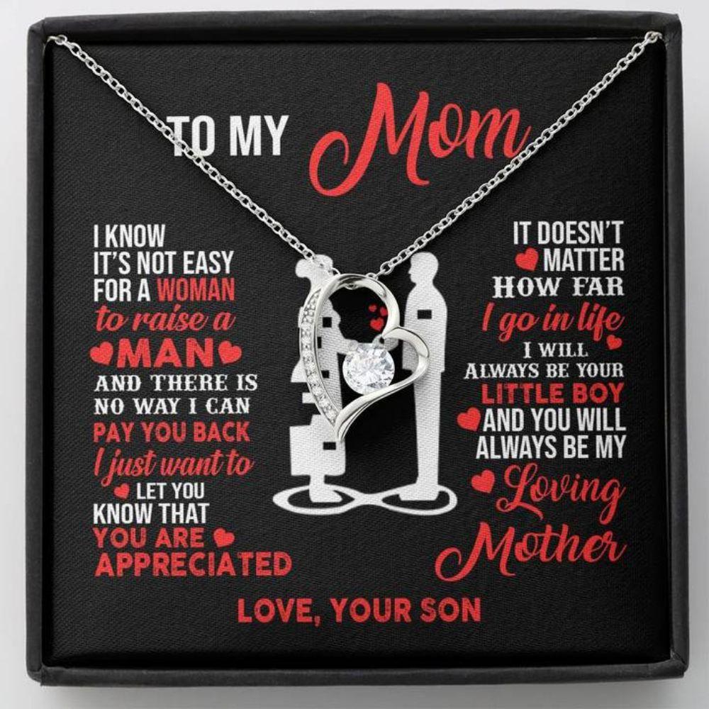 Mom Necklace, To My Mom Little Boy Heart Necklace Gift For Mom From Son
