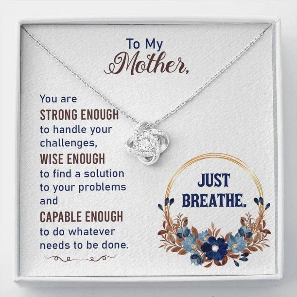 Mom Necklace, To My Mother "Breathe-So" Love Knot Necklace Gift For Mom