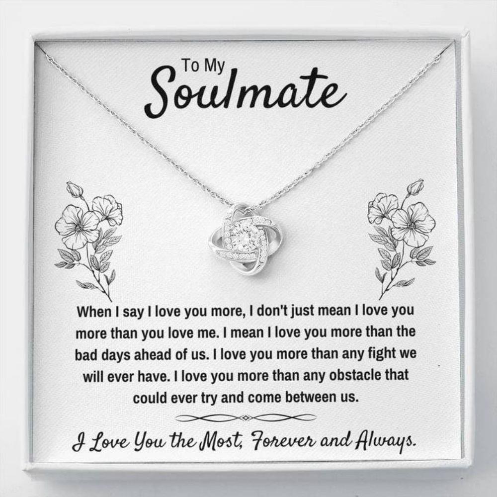 Wife Necklace, To My Soulmate "I Love You The Most" Love Knot Necklace Gift