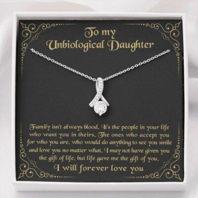 Bonus Daughter Necklace, To My Unbiological Daughter Necklace Gift Bonus Daughter Stepdaughter