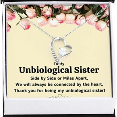 Sister Necklace, To My Unbiological Sister “Connected By The Heart” Heart Necklace. Gift For Best Friend Soul Sister GirlFriend